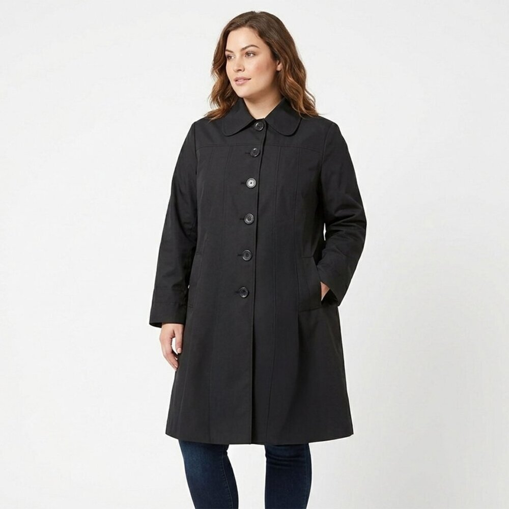 Luba Limited Edition Black Overcoat Spring Jacket Button Up Lined Plus 16